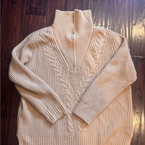 NWOT Tuckernuck Camel Cable Knit Wool Sweater | Size L | Classic Preppy
